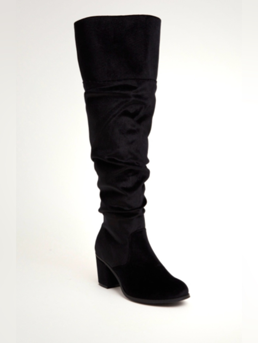 🆕🖤NWT TORRID WIDE CALF Black Over-The-Knee Velvet Block Heel Boots!